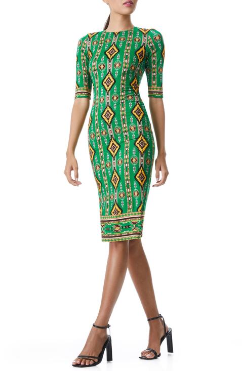Olivia Dresses & Skirts - Olivia Ikat Dark Emerald Multi Delora Sheath Dress Size 2